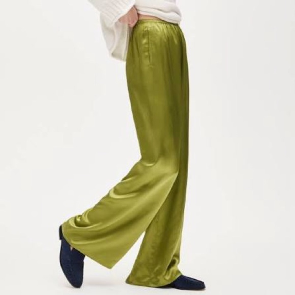 J crew peridot cosmo pants in luster charmeuse.